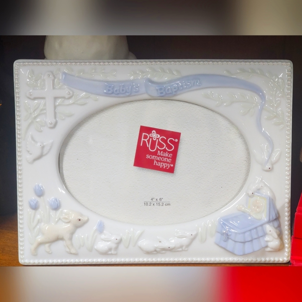 BAPTISM PORCELAIN PICTURE FRAME